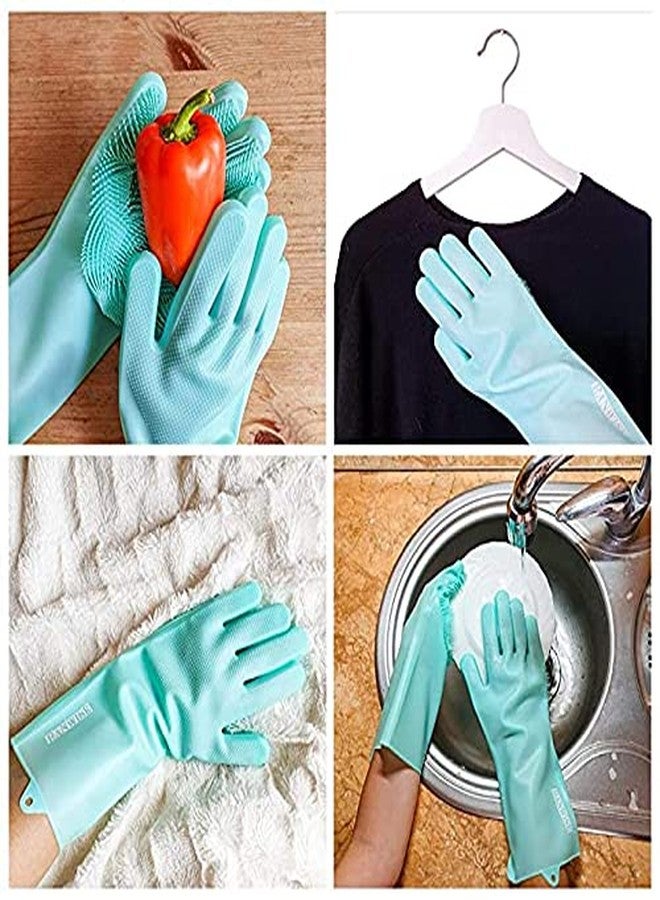 Bagonias Silicone Dish Washing Gloves - Silicon Cleaning Gloves for Kitchen, Pet Grooming - Great for Washing Dishes, Cars, Bathrooms, Floor Cleaning (Multicolor, 1 Pair) - Image 4